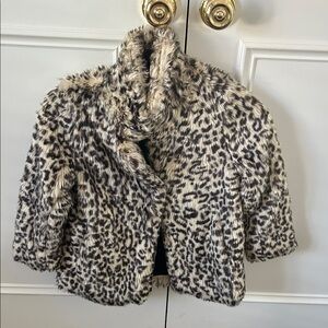 Seed Heratige kids Leopard Print Faux Fur Kids Jacket size 6